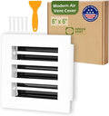 Modern Air Vent Cover 6x6 (Duct Opening) - Decorative White Aluminum Linear Slot Diffuser for Wall, Ceiling, Floor Register - Quiet Operation HVAC Grille for Home with Adjustable Airflow