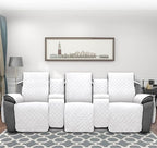 Easy-Going Recliner Sofa Cover with Console, Reversible Couch Cover for Living Room, Split Sofa Cover for Each Seat with Elastic Straps for Kids, Dogs, Pets (3 Seater, White/White)