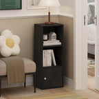Furinno LUDER Book Shelf, 3-Tier Modern Bookshelf, Bookcase with 1 Door Storage Cabinet, 9.3 x 12 x 31.5, for Organization and Storage, for Living Room, Bedroom, Home Office, Blackwood