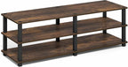 Furinno Turn-S-Tube TV Stand, 3-Tier Open Frame Design Entertainment Center, TV Console for TV up to 46 Inch, Toolless Assembly, for Living Room, Bedroom, Amber Pine