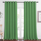 NICETOWN Blackout Curtain Drape for Bedroom - Light Reducing Thermal Insulated Solid Grommet Room Darkening Window Curtain 90 inches Long for Living Room (Froest Green, 1 Piece, W66 x L90)
