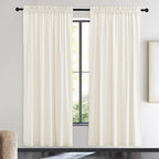 NICETOWN Luxury Velvet Curtains 72 inches, Sound Reducing Heavy Matt Solid Rod Pocket Room Darkening Drapes/Panels for Living Room (Ivory White, 2 Panels, 72 inches Long)