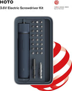 HOTO Electric Screwdriver Kit, Upgraded 1/4'' Hex 25 Bits, Magnetic Lid, Rechargeable Cordless Screwdriver, 1500mAh Battery, LED Light, Ideal for Furniture Assembly, Home Repair & Garage Projects