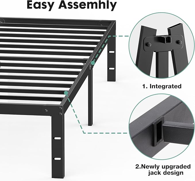 Sweetcrispy Full Bed Frame - 14 Inch Metal Platform Bed Frames for with Storage Space Under Base, Sturdy Steel Slat Support, No Box Spring Needed