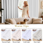 H.VERSAILTEX White Curtains 84 inches Long for Living Room Thermal Insulated Room Darkening Window Treatment Panels Drapes Light Reducing Curtains for Bedroom, 2 Panels, 52" W x 84" L, White