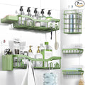 NESOMI Shower Caddy Adhesive Shower Organizer 7-Pack, Rustproof Stainless Steel Bathroom Shelves, Large Capacity No-Drill Rack Storage Accessories with Soap Dish Toothbrush Holder Hooks
