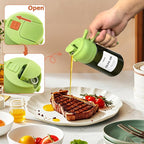 2 in 1 Glass Oil Sprayer & Dispenser,16oz/470ml Olive Cooking, Air Fryer, and Salad, for Kitchen Gadgets and Air Fryer Accessories, w/Stickers (Black + Dark Green Bottle 2)