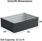 4x3x1 ft(2 Pack) Galvanized Raised Garden Bed,Outdoor Planter Box Metal Patio Kit Planting Bed for Vegetables Flowers and Succulents,Black