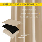 NICETOWN Room Darkening Curtains & Drapes for Room Divider - Grommet Thermal Curtains Light & Sound Reducing Window Treatments for Bedroom (W66 x L102, Biscotti Beige, 1 Pair)