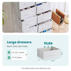 Dresser for Bedroom with 10 Drawers, Anti-Tip Tall Fabric Chests Storage Organizer Tower Furniture with Wooden Top Metal Frame for Clothes, Closet, Living Room, Hallway, Entryway