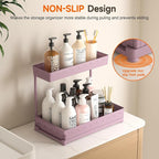 3 Pack Multi-Purpose Under Sink Organizers and Storage, 2026 L-Shaped Pull Out Cabinet Organizer for Bathroom & Kitchen, Under Cabinet Organizer with Hooks Hanging Cup, Pink, 14.85 inch