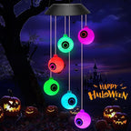 Winzwon Halloween Decorations Outside Solar Outdoor Lights Waterproof Eyeballs Wind Chimes for Party Yard Porch Patio Home Window Indoors Hanging Mobile Decor