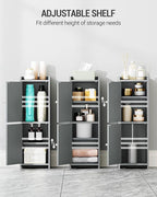 Bathroom Storage Cabinet, Small Corner Floor Cabinet with 2 Doors and Adjustable Shelf, Narrow Toilet Paper Cabinets, Bathroom Organizer for Small Spaces, 7.9" D x 9.8" W x 29.5" H Gray