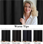 H.VERSAILTEX 100% Blackout Curtains for Bedroom Thermal Insulated Linen Textured Curtains Heat and Full Light Blocking Drapes Living Room Curtains 2 Panel Sets, Black, 52x54 Inch
