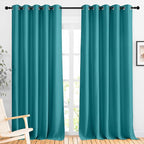 NICETOWN Peacock Teal Blackout Living Room Curtains, Grommet Thermal Curtains Room Darkening Window Treatment Sound Reducing for Bedroom, 2 Panels, W66 x L102