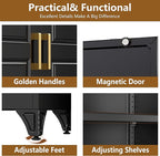 Kitchen Cabinet, 90" Tall Metal Storage Cabinet, Food Pantry cabinets with One Drawer, Black Pantry Cabinet for Dining, Living Room, 16" D x 32" W x 90" H, Assembly Required