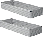 10x2x1ft(2 Pack) Galvanized Raised Garden Bed,Outdoor Planter Box Metal Patio Kit Planting Bed for Vegetables Flowers and Succulents,Silver