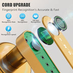 Fingerprint Door Lock Biometric Door Knob with Keypad Keyless Entry, Door Locks for Bedrooms, Home Hotel Office Apartment Gold
