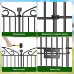 Garden Fence 12 Panel with Gate - 30in H x 23.6ft L, No Dig Rustproof Metal Tall Animal Barrier for Dogs Rabbits, Decorative Outdoor Border for Yard, Patio, and Flower Beds