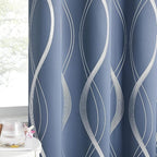 NICETOWN Stone Blue Decorative Curtains Blackout 84 inch Length for Bedroom Living Room, Thermal Insulated Grommet Room Darkening Pattern Drapes for Boys Kids Mans Home Decoration (2 Panels, 52 by 84)