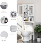 Meilocar Over The Toilet Storage Cabinet for Bathroom, Storage Organizer Over Toilet, Space Saver with Tempered Glass Doors, White