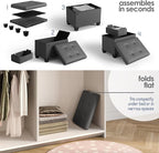 Storage Ottoman Cube with Small Bin, 16-in Square Ottoman with Storage for Living Room and Bedroom, Small Ottomans Foot Rest, Leather Foot Stools Ottomans Max 330lbs, Grey