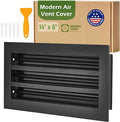 Modern Air Vent Cover 14x6 (Duct Opening) - Decorative Black Aluminum Linear Slot Diffuser for Wall, Ceiling, Floor Register - Quiet Operation HVAC Grille for Home with Adjustable Airflow