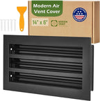 Modern Air Vent Cover 14x6 (Duct Opening) - Decorative Black Aluminum Linear Slot Diffuser for Wall, Ceiling, Floor Register - Quiet Operation HVAC Grille for Home with Adjustable Airflow