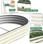 SnugNiture 2 Pcs 6x3x1ft Raised Garden Bed Kit, Outdoor Oval Metal Garden Planter, Ground Planter Box for Gardening Vegetables Flowers, White