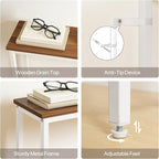 HOOBRO Narrow Console Table with Power Outlets, 44.9 Inches Sofa Table, Slim Behind Couch Table, Entryway Table with Display Shelf, for Living Room, Foyer, Hallway, Walnut and White WH114UXG01