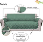 Easy-Going Reversible Loveseat Couch Cover for 2 Cushion Couch Sofa Cover for Dogs Water Resistant Furniture Protector with Foam Sticks Elastic Straps for Pet (Loveseat, Cyan/Ivory)