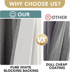 H.VERSAILTEX Linen Blackout Curtains 108 Inches Long 100% Absolutely Blackout Thermal Insulated Textured Linen Look Curtain Draperies Anti-Rust Grommet, Energy Saving with White Liner, 2 Panels, Grey