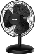 Holmes 12 Inch Oscillating Table Fan 3 Speeds 75 Degree Wide Angle Oscillation Adjustable 15 Degree Tilt Quiet Operation Home Office Bedroom Kitchen Black