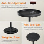 HOOBRO Small Round Side Table, Drink Table, Coffee Martini Table with Pedestal Accent for Small Spaces in Living Room, Bedroom, Sofa Couch, Black BB168BZ01