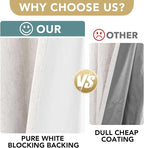H.VERSAILTEX Linen Curtains 100% Blackout Curtains for Bedroom 102 inch Long Full Light Blocking Nature Linen Blended Window Curtains for Living Room Nickel Grommet (2 Panels, Ivory)