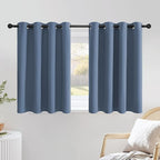 NICETOWN Stone Blue Short Curtains 36 inches Long for Kitchen, Grommet Sunlight Reducing Solid Vertical Window Treatments for Cafe & Home Office, 2 Panels, W52 x L36