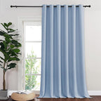 NICETOWN Blackout Sliding Glass Door Curtains, Room Darkening Thermal Insulated Curtains for Living Room Bedroom, Extra Wide Window Drapes, 1 Panel, W80 x L118, Vintage Blue