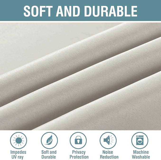 H.VERSAILTEX Light Blocking Curtain for Living Room Thermal Insulated Window Treatment Panel/Drape for Dining Room, Elegant Soft Curtain for Bedroom Grommet Top One Panel (Ivory - 52x102 Inches)