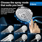 PinWin Modern 12" Large Square Rain Showerhead with 5 Modes Handheld Showerhead Combo, Adjustable Arm, Easy Tool-Free Installation