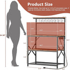 Furologee Kitchen Bakers Rack with Power Outlet,Coffee Stand with Storage 4 Tiers,Coffee Bar Station with a 31.5 Inch Larger Desktop and 8 S Hooks,Kitchen Microwave Rack for Spices,Pots,Rustic Brown