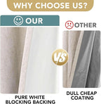 H.VERSAILTEX Linen Curtains 100% Blackout Curtains for Bedroom 102 inch Long Full Light Blocking Nature Linen Blended Window Curtains for Living Room Nickel Grommet (2 Panels, Natural)
