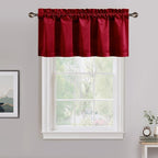 NICETOWN Red Velvet Valance Curtains for Windows 18 inch Length, Kitchen Window Treatment Room Darkening Girls Bedroom Decor, W52 x L18, 1 Panel
