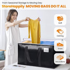 Heavy-Duty & Extra Capacity Moving Bags with Backpack Straps, Storage Totes with Double Zipper & Strong Handles, Packing Bags Alternative to Moving Boxes, Moving Supplies (4 Pack, Black)
