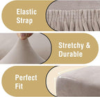 H.VERSAILTEX Velvet Dining Chair Covers Stretch Chair Covers for Dining Room Set of 2 Parson Chair Slipcovers Chair Protectors Covers Dining, Soft Thick Solid Velvet Fabric Washable, Oatmeal