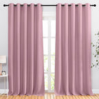 NICETOWN Blackout Room Divider Curtains 118 inches Long 2 Panels, Grommet Sliding Door Curtains Solid Window Treatments Sound Reducing for Living Room, W66 x L118, Crystal Pink