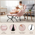Welnow Lazy Chair with Ottoman, Modern Accent Chair with Armrests and a Side Pocket, Leisure Sofa Armchair, Reading Armchair with Footrest for Small Space, Pink