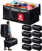 Heavy-Duty & Extra Capacity Moving Bags with Backpack Straps, Storage Totes with Double Zipper & Strong Handles, Packing Bags Alternative to Moving Boxes, Moving Supplies (8 Pack, Black)