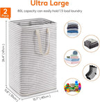 Lifewit 2 Pack Laundry Basket 80L Each, Collapsible Clothes Hamper with Reinforced Handles, Freestanding Waterproof Design for Bedroom and Laundry Room, Grey 160L Total