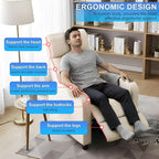 BestMassage | Recliner Chair | No Massage Function | Textile Beige | with Lumbar Support, Adjustable Push Back, Wide Armrests, Footrest & Padded Seat | Easy Assembly | for Living Room, Home Theatre