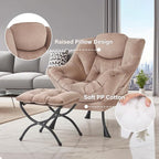 Tiita Lazy Chair with Ottoman, Khaki Modern Large Accent Chair, Comfy Leisure Sofa Armchair with Ottoman, Reading Chair with Footrest for Bedroom, Living Room, Dorm Rooms, Velvet Khaki